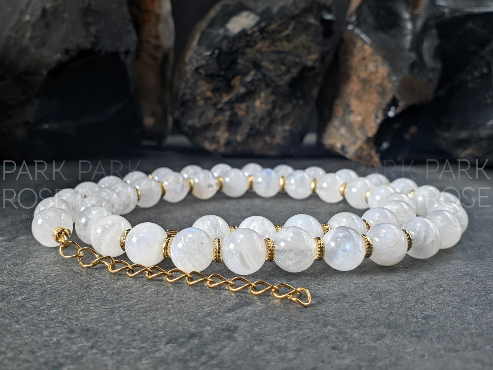 High Grade AAAA Untreated Natural Rainbow Moonstone Necklace