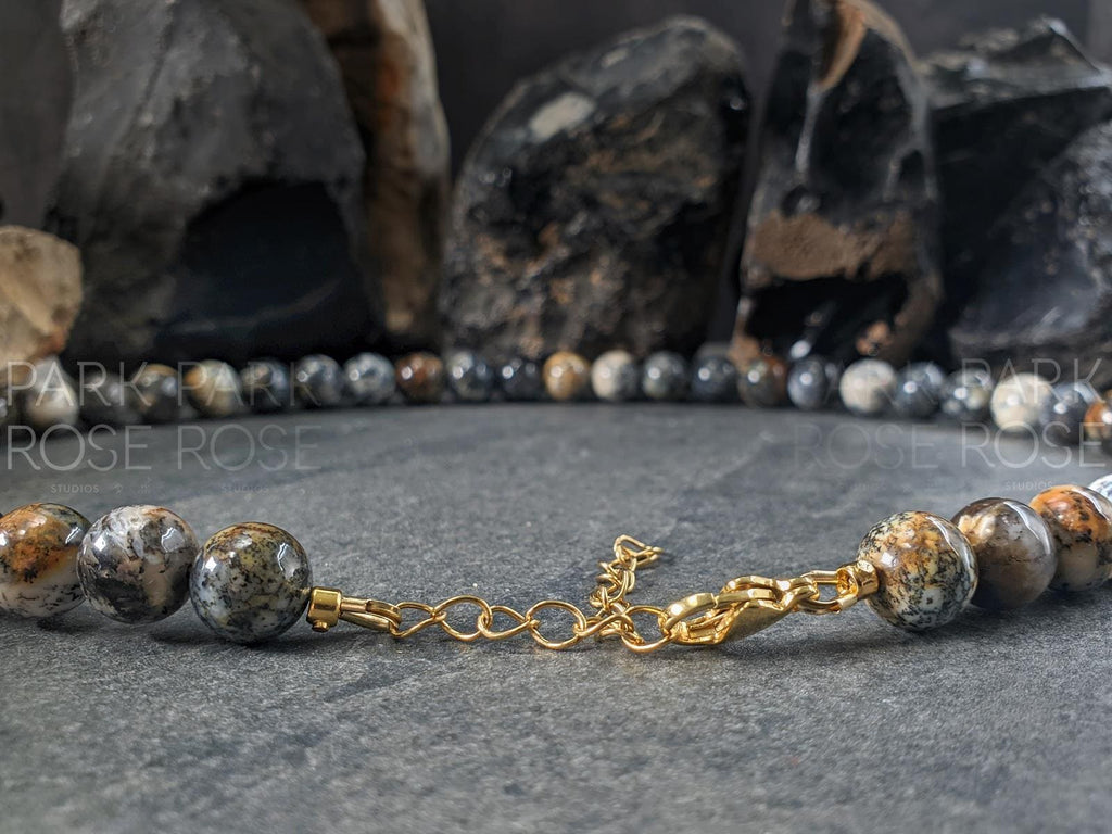 Chunky Black Opal Necklace: Gold or Silver Stainless Steel Clasp