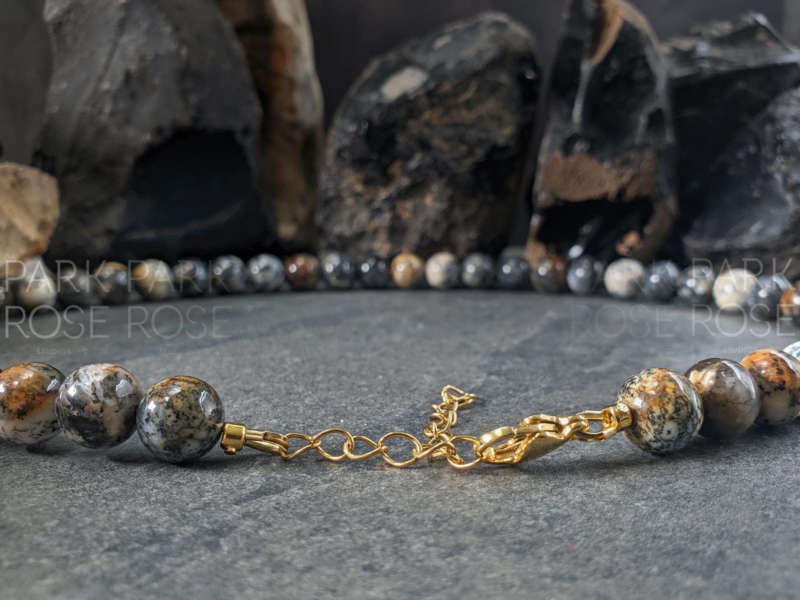 Chunky Black Opal Necklace: Gold or Silver Stainless Steel Clasp