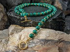 Congo Malachite Gemstone Necklace: 14k Gold Filled Toggle Clasp Jewelry (6mm)