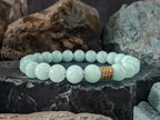 Mint Jade Bracelet: Stainless Steel Accents