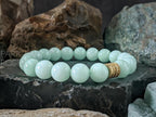 Mint Jade Bracelet: Stainless Steel Accents