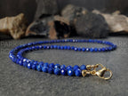Lapis Lazuli Necklace Bracelet Set: Gold or Silver Stainless Steel (4mm)