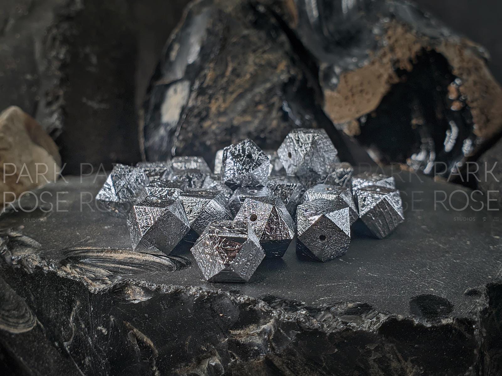 Faceted Gibeon Iron Nickel Meteorite Beads (6/8mm)