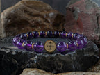 Saint Benedict Gemstone Bracelet: Gold or Silver Cross, Black Tourmaline, Amethyst, Carnelian
