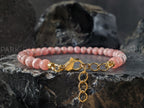 Dainty Rhodochrosite Bracelet: 24K Gold Coated/Stainless Steel Accents