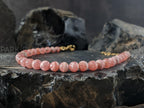 Dainty Rhodochrosite Bracelet: 24K Gold Coated/Stainless Steel Accents