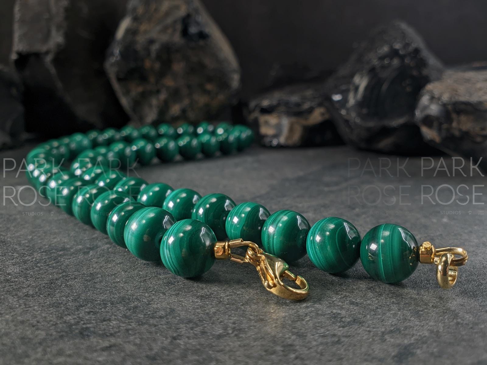 AAAAA Congo Malachite Gemstone Necklace(10mm)