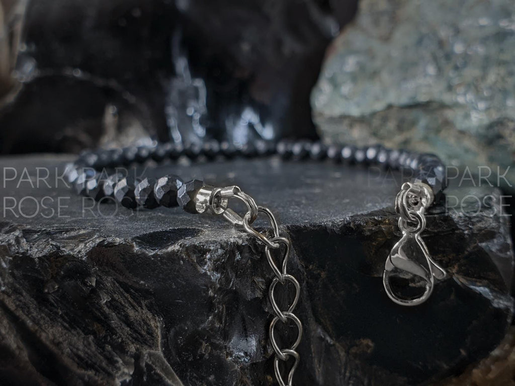 Dainty Faceted Shungite Bracelet / Anklet: 24K Gold Clasp (4mm)