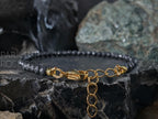 Dainty Faceted Shungite Bracelet / Anklet: 24K Gold Clasp (4mm)