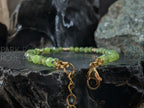 14K Gold Canadian Jade Bracelet: Dainty Faceted Nephrite Anklet
