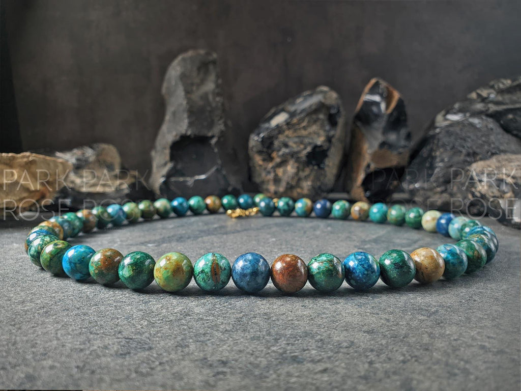 Phoenix Chrysocolla Lapis Lazuli Gemstone Necklace (10mm)