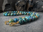 Phoenix Chrysocolla Lapis Lazuli Gemstone Necklace (10mm)