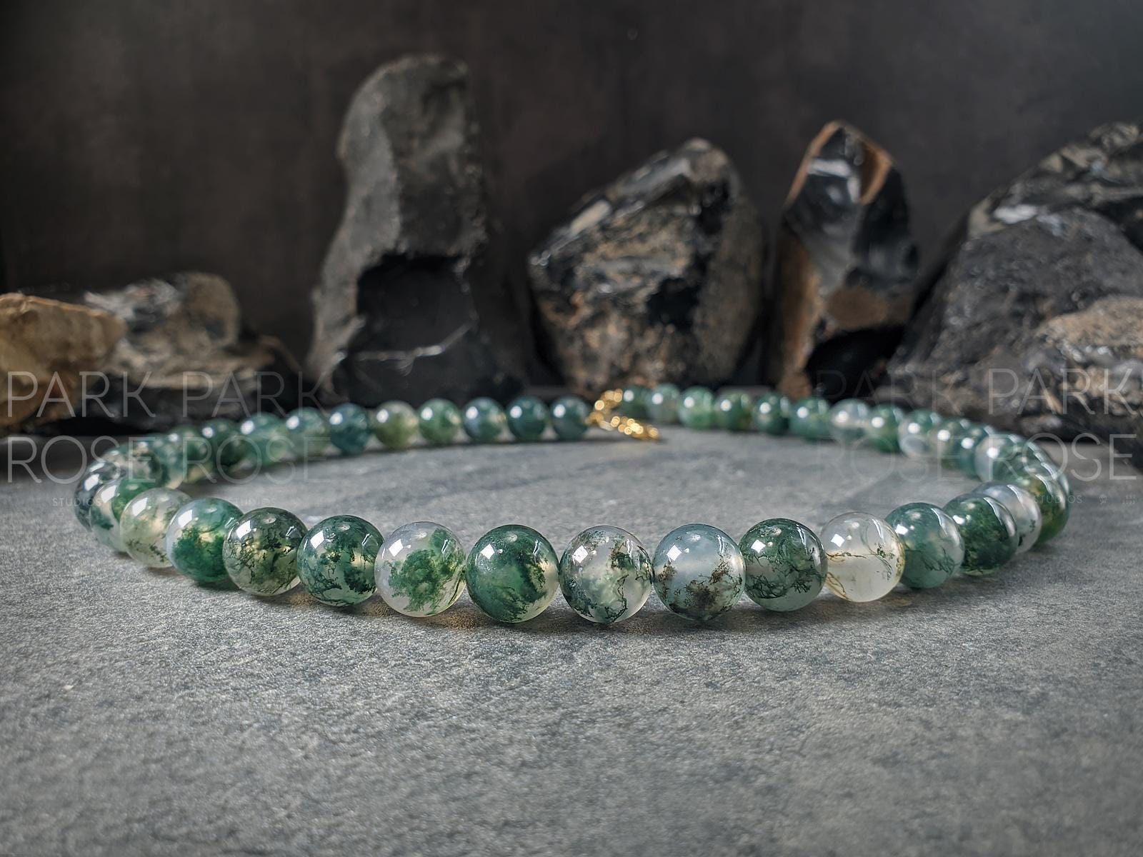 Chunky AAA Moss Agate Gemstone Necklace