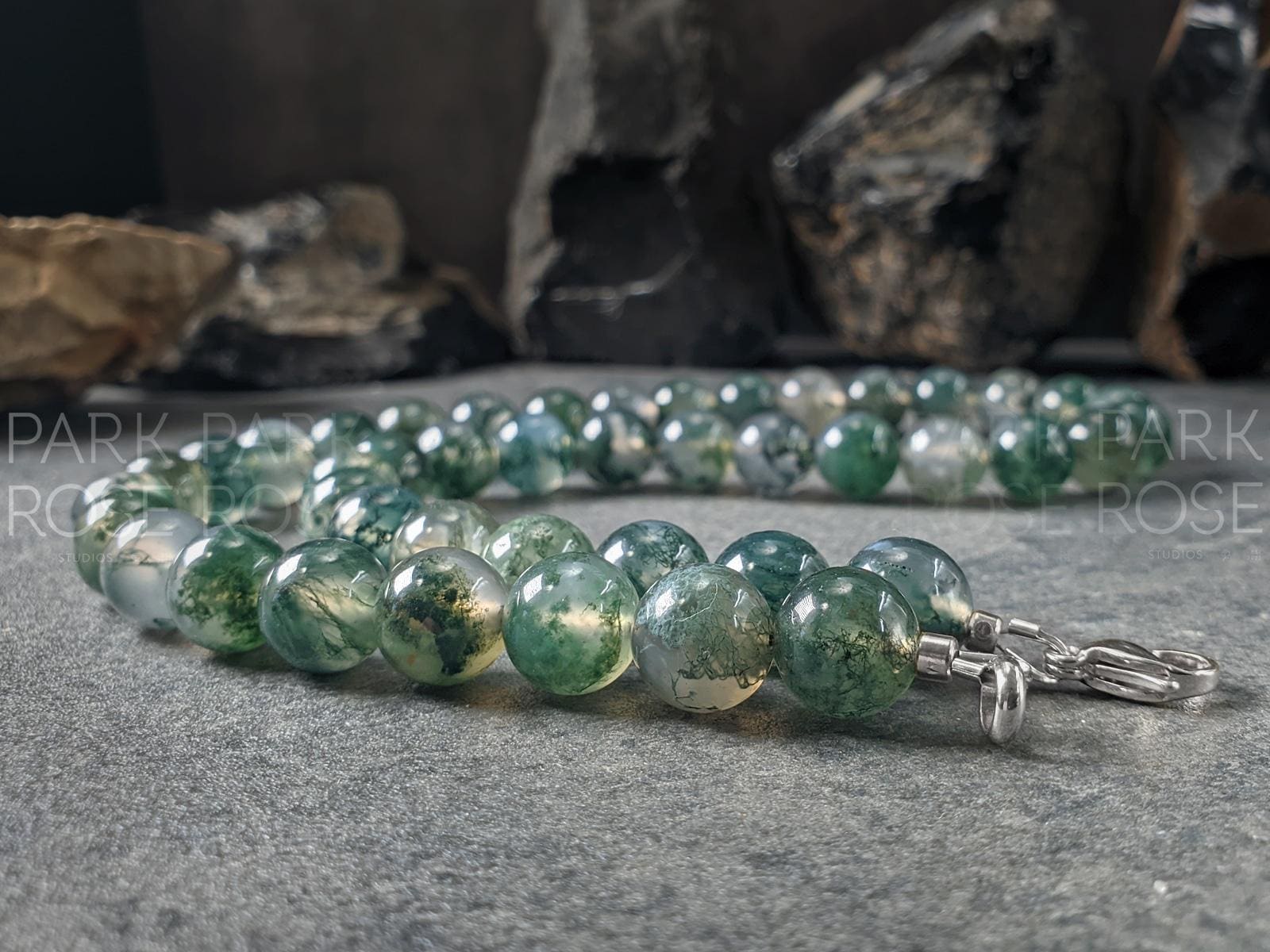 Chunky AAA Moss Agate Gemstone Necklace