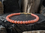 Dainty Pink Coral Bracelet: Silver Stainless Steel Clasp (4mm)
