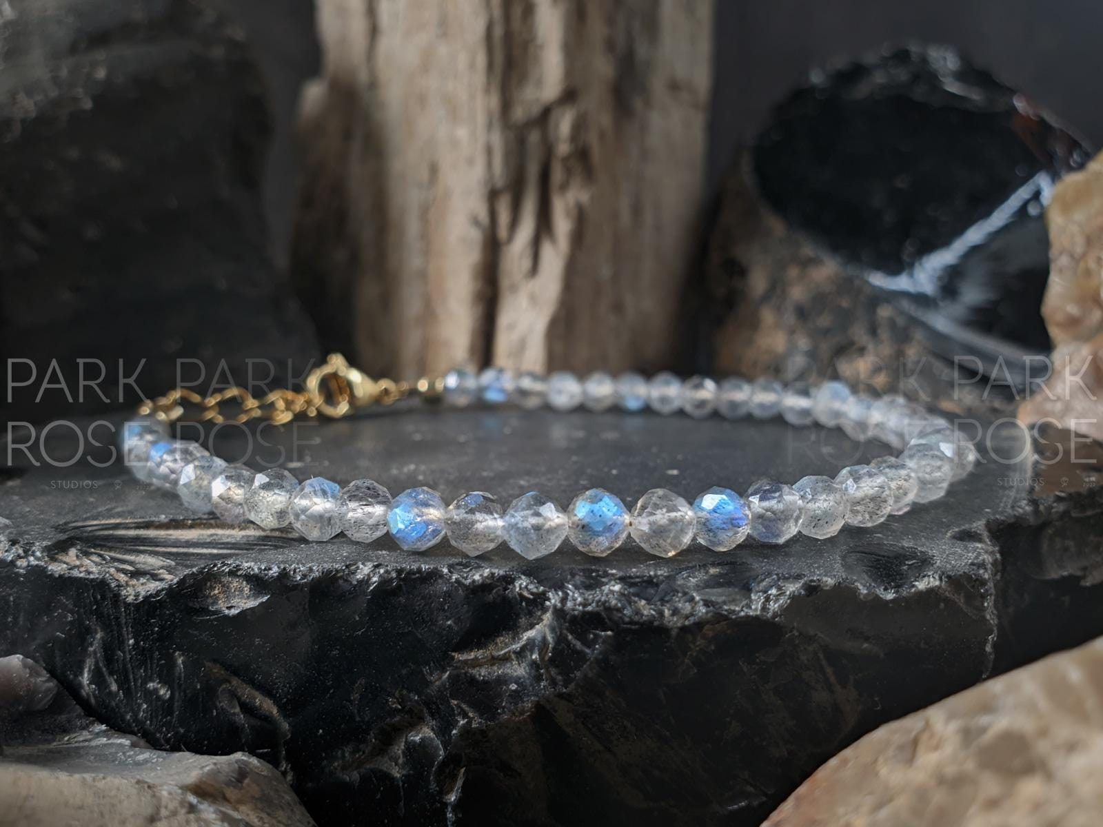 Dainty Faceted Blue Flash Labradorite Bracelet / Anklet (4mm)