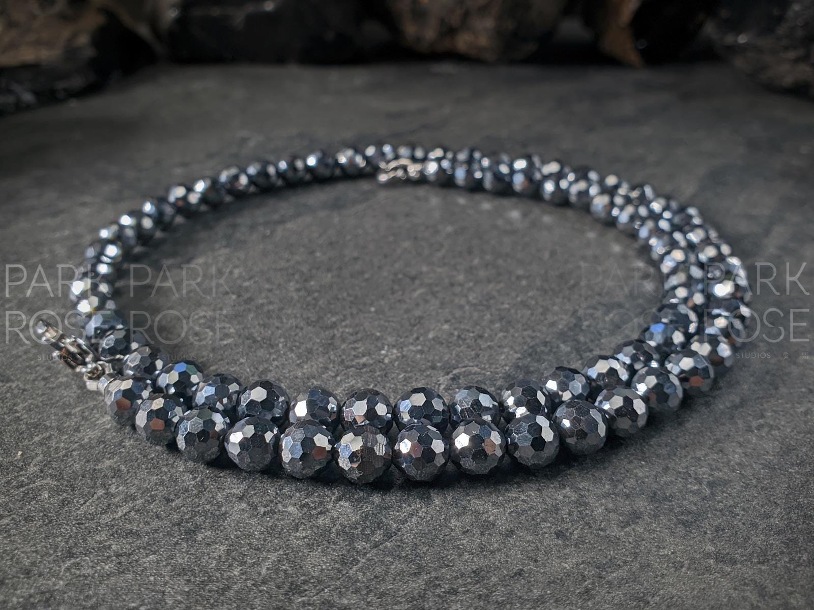 Faceted Terahertz Necklace: Hypoallergenic Stainless Steel Clasp (6mm)