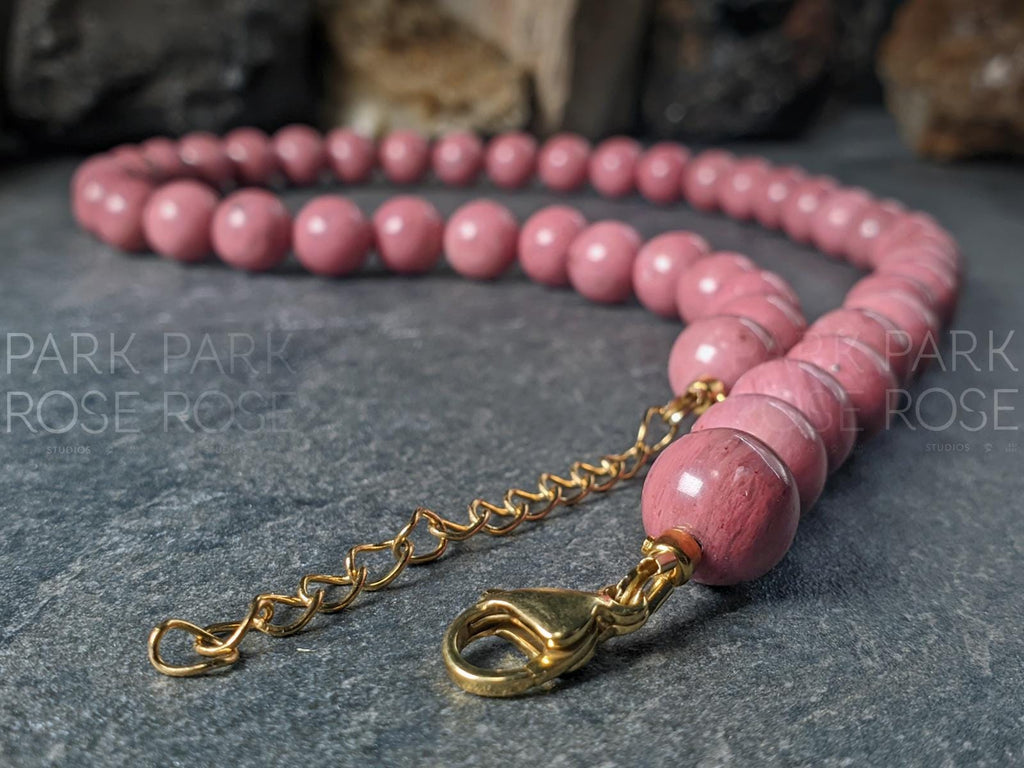 Chunky Brazillian Rhodonite Necklace: (10mm)