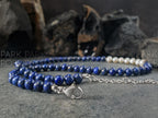 Lapis Lazuli & Baroque Pearl Necklace: 24K Gold Clasp