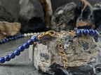 Lapis Lazuli & Baroque Pearl Necklace: 24K Gold Clasp