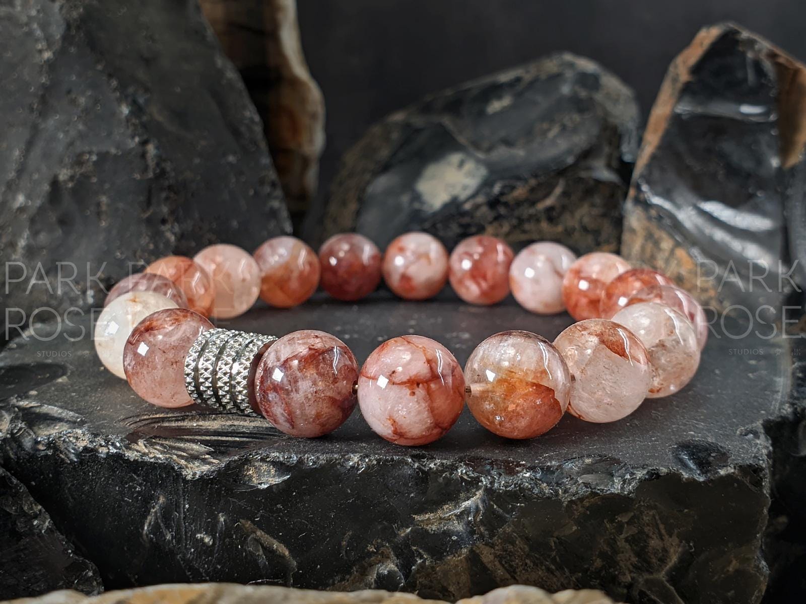 Red Flower Quartz Bracelet (8/10mm)