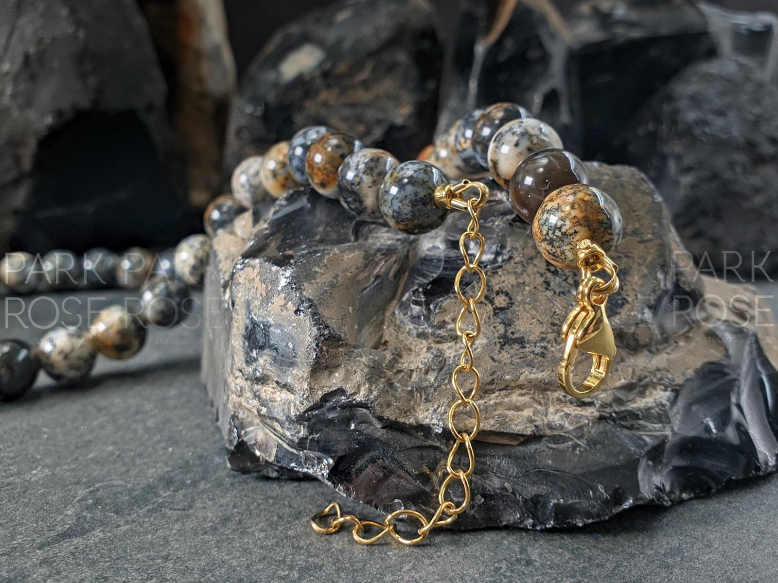 Chunky Black Opal Necklace: Gold or Silver Stainless Steel Clasp