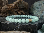 Mint Jade Bracelet: Stainless Steel Accents