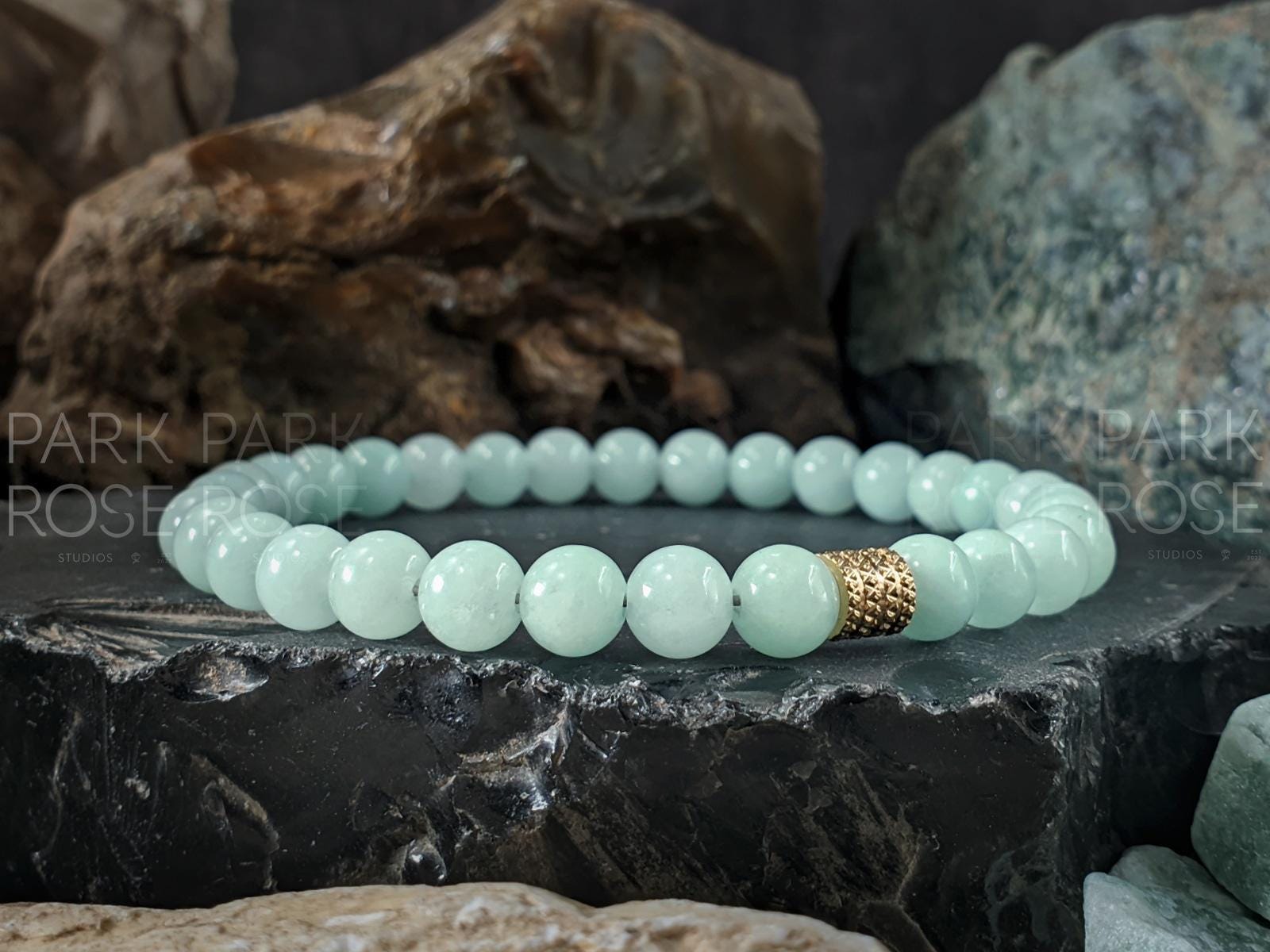 Mint Jade Bracelet: Stainless Steel Accents