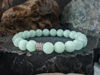 Mint Jade Bracelet: Stainless Steel Accents