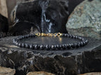 Dainty Faceted Shungite Bracelet / Anklet: 24K Gold Clasp (4mm)