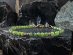 14K Gold Canadian Jade Bracelet: Dainty Faceted Nephrite Anklet