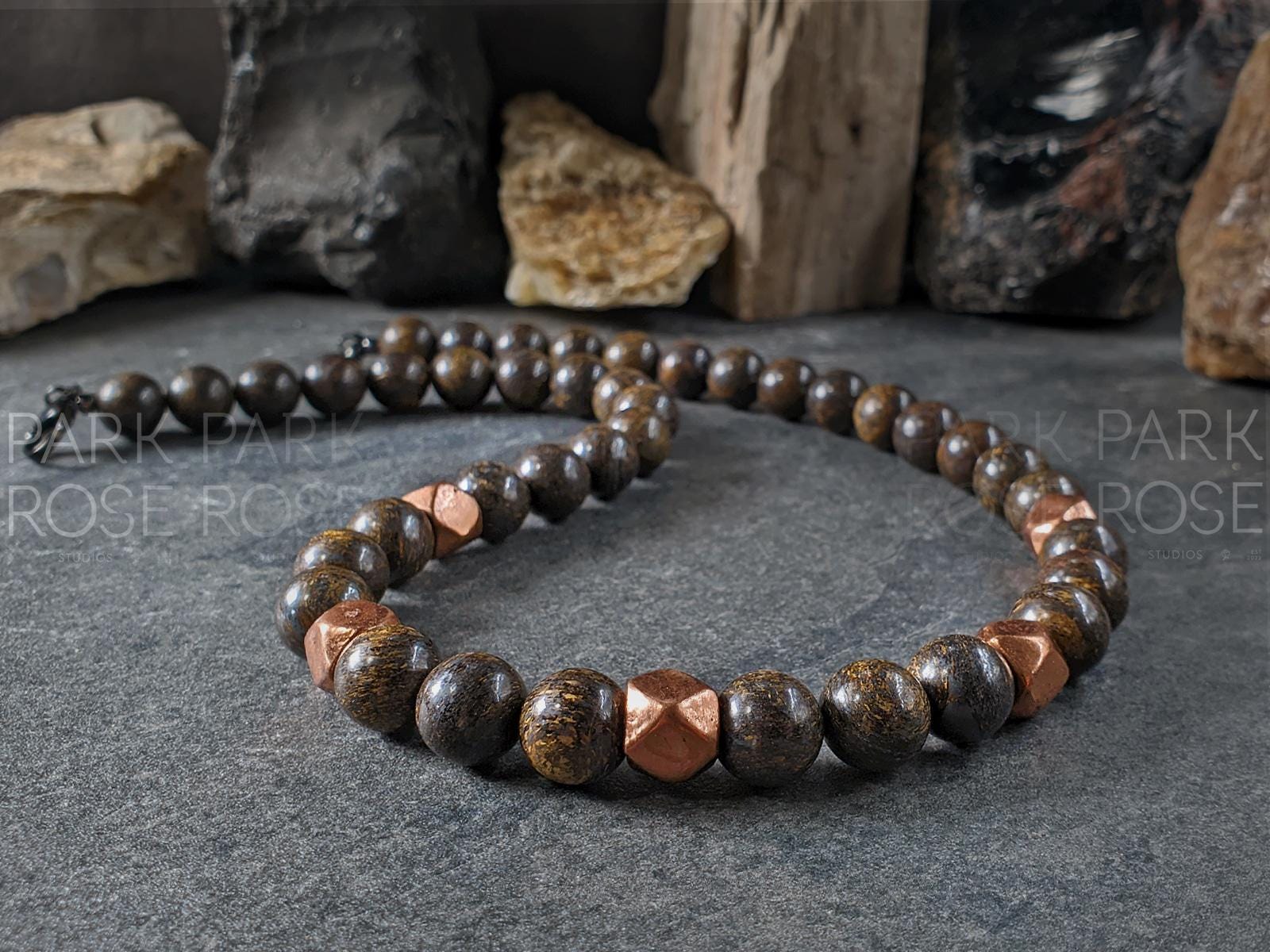 Chunky Bronzite and Copper Necklace (10mm)