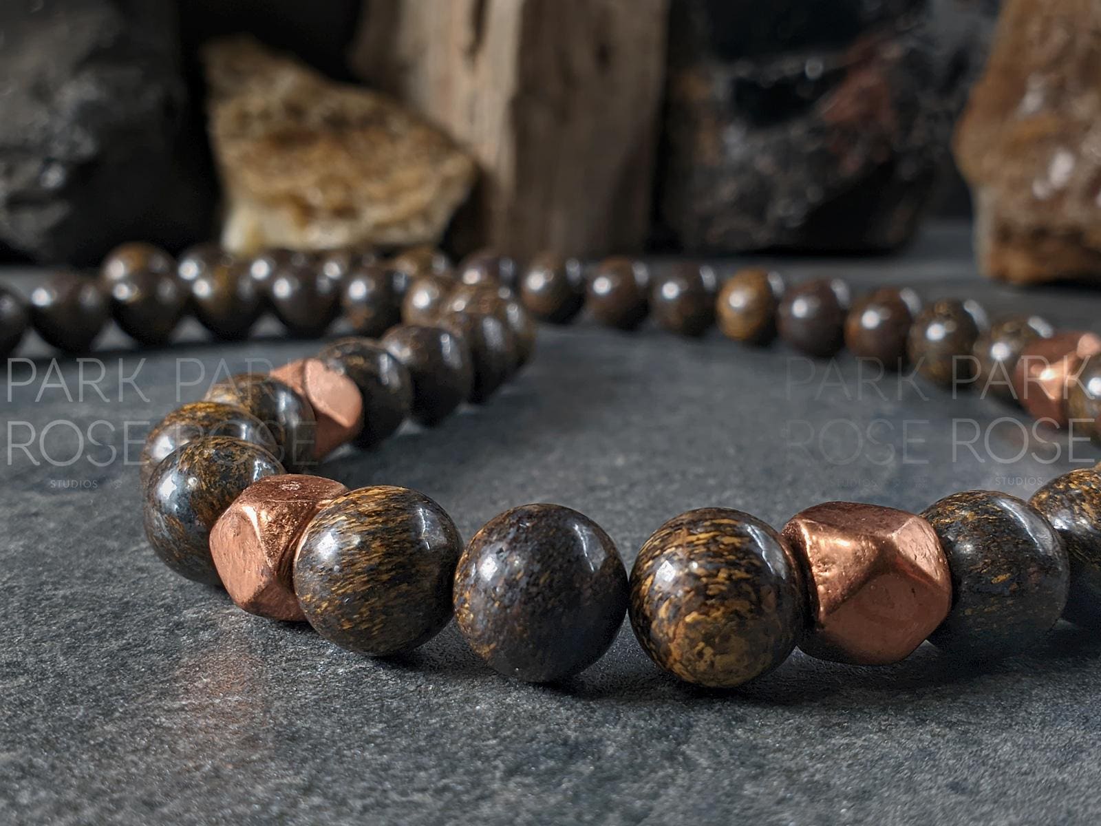 Chunky Bronzite and Copper Necklace (10mm)