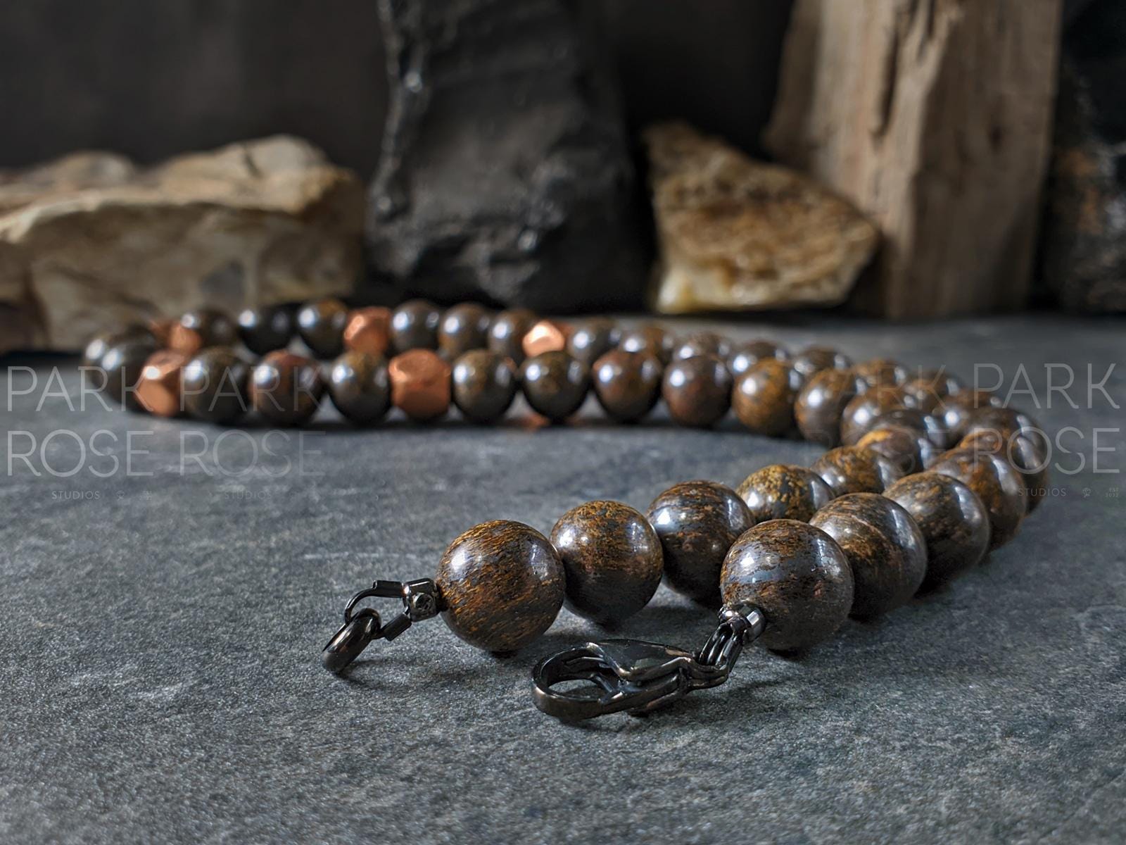 Chunky Bronzite and Copper Necklace (10mm)