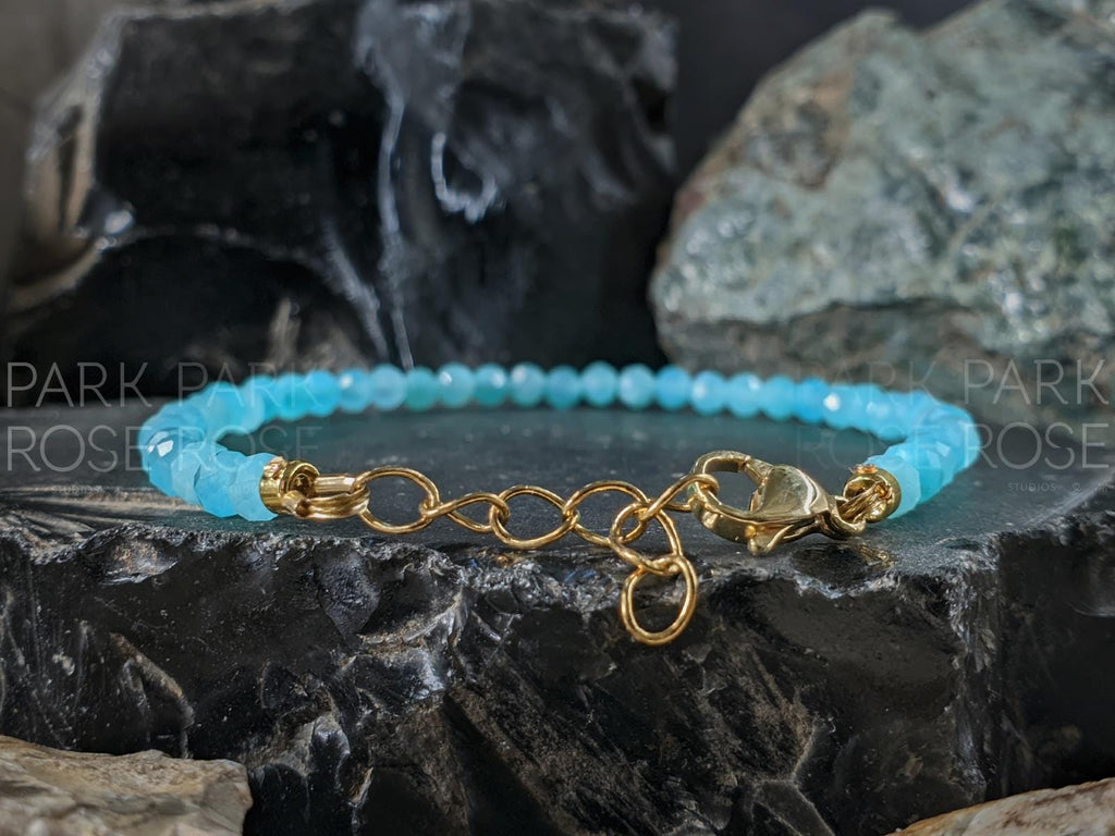 Dainty Faceted Amazonite Bracelet or Anklet (4mm)