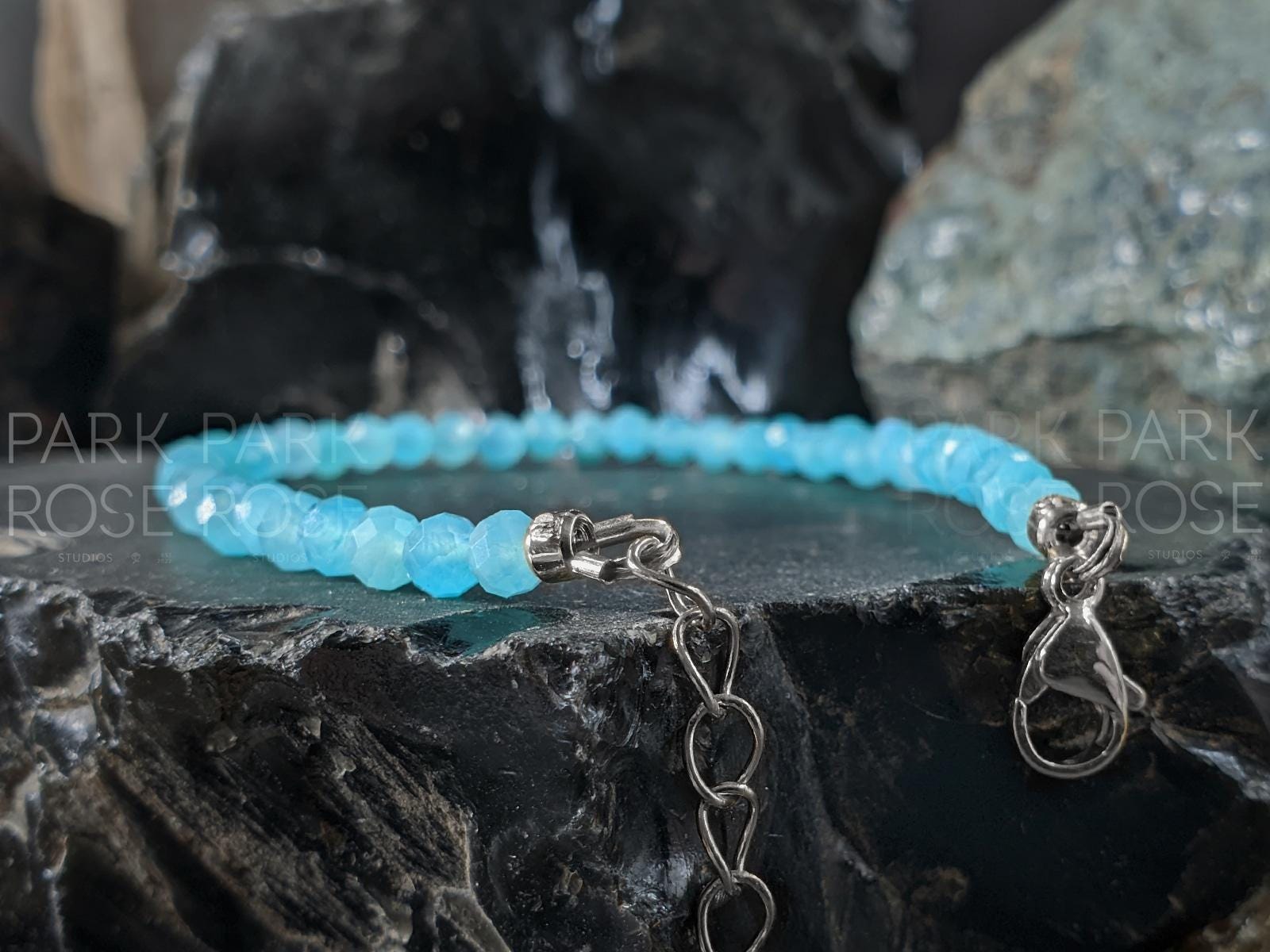 Dainty Faceted Amazonite Bracelet or Anklet (4mm)