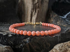 Dainty Pink Coral Bracelet: Silver Stainless Steel Clasp (4mm)