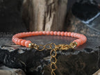 Dainty Pink Coral Bracelet: Silver Stainless Steel Clasp (4mm)