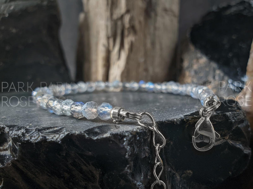 Dainty Faceted Blue Flash Labradorite Bracelet / Anklet (4mm)