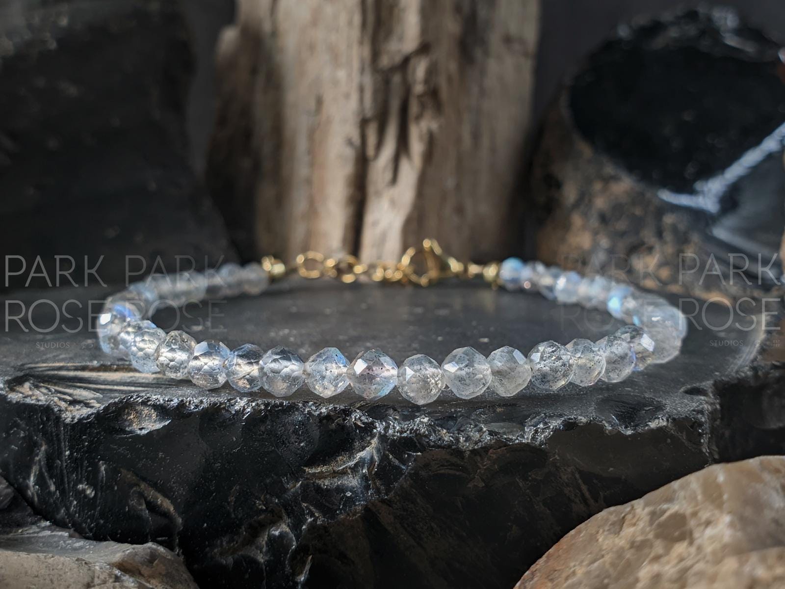 Dainty Faceted Blue Flash Labradorite Bracelet / Anklet (4mm)