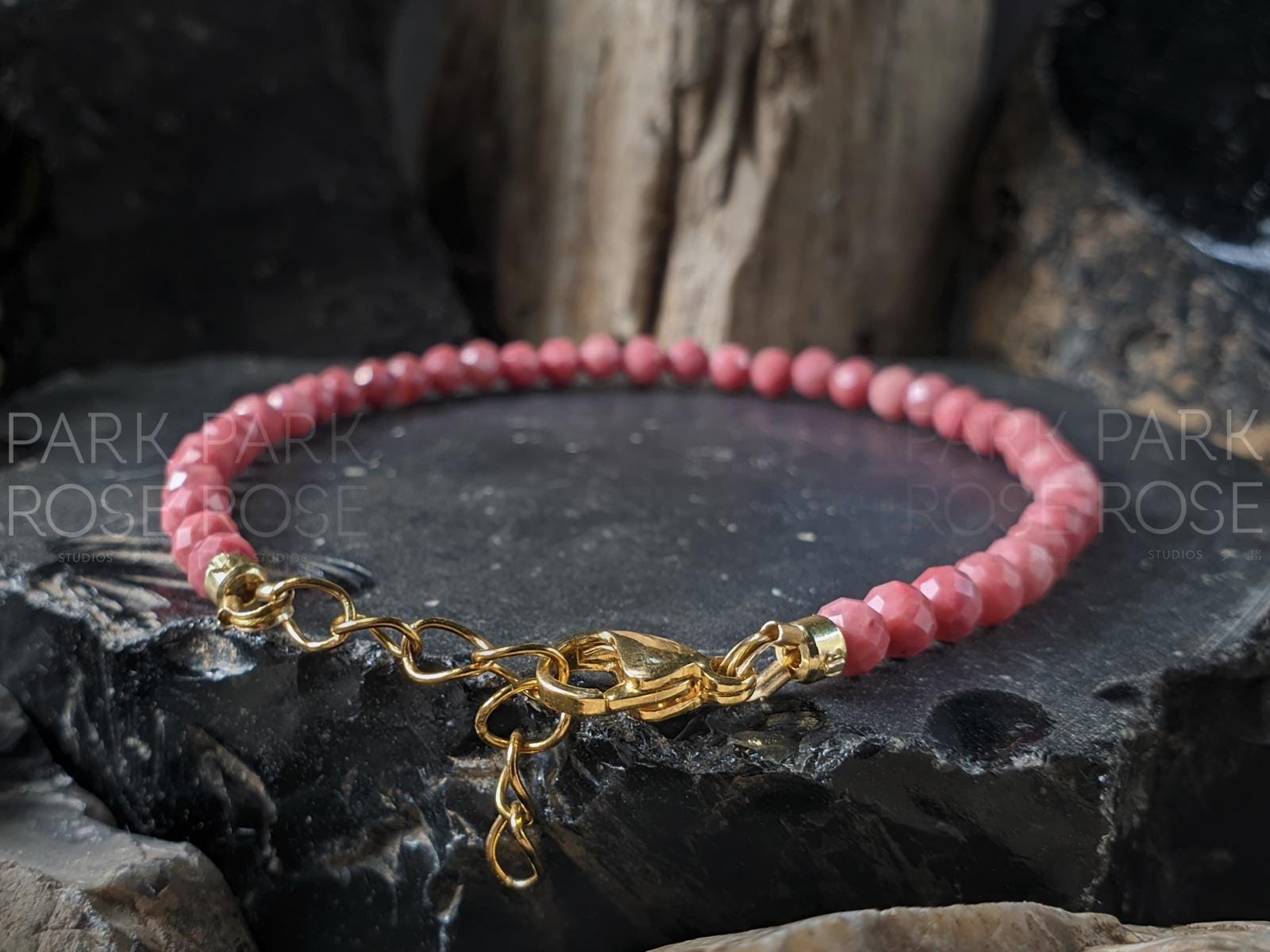 Rhodonite Bracelet or Anklet (4mm)