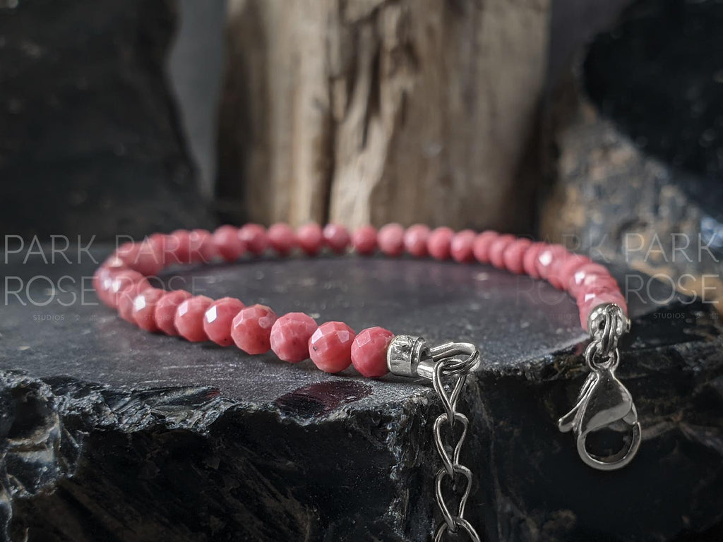 Rhodonite Bracelet or Anklet (4mm)
