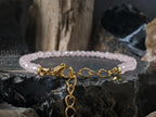 Faceted Rose Quartz Bracelet or Anklet: 24K Gold Plated or Stainless Steel (4mm)