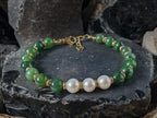 Nephrite Jade & Freshwater Pearl Bracelet (8mm)