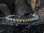 Gibeon Iron Nickel Meteorite Bracelet: 24K Gold Cat Eye Bead (6mm)