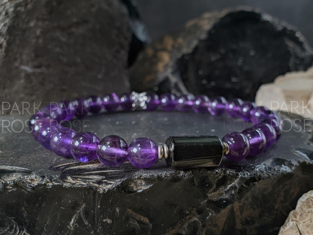 AAAA Amethyst & Black Tourmaline Bracelet