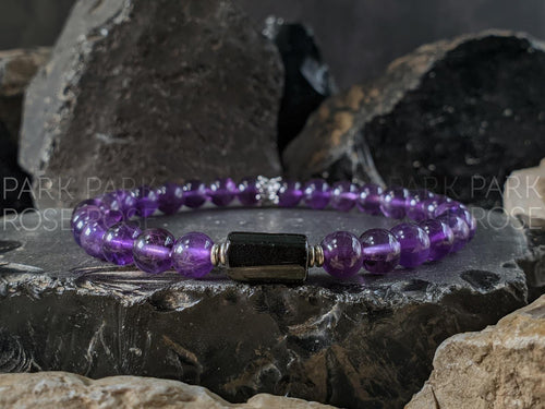 AAAA Amethyst & Black Tourmaline Bracelet