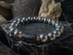 Titanium, Copper & Raw Tourmaline Nugget Gemstone Bracelet (10mm)