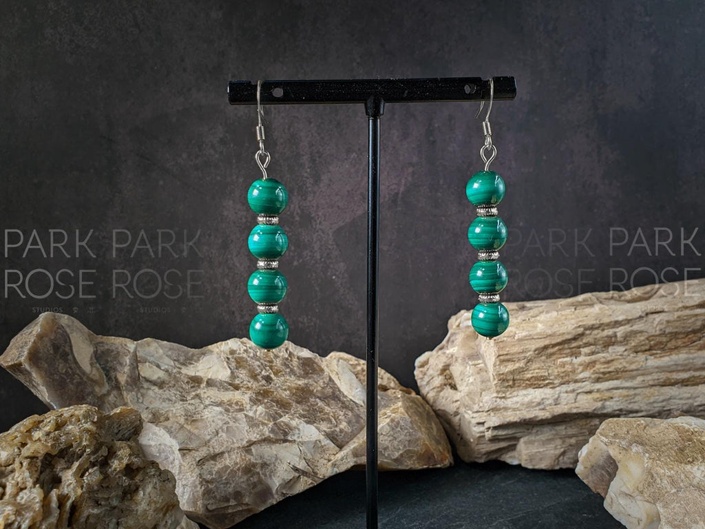 Congo Malachite Gemstone Earrings (8mm)